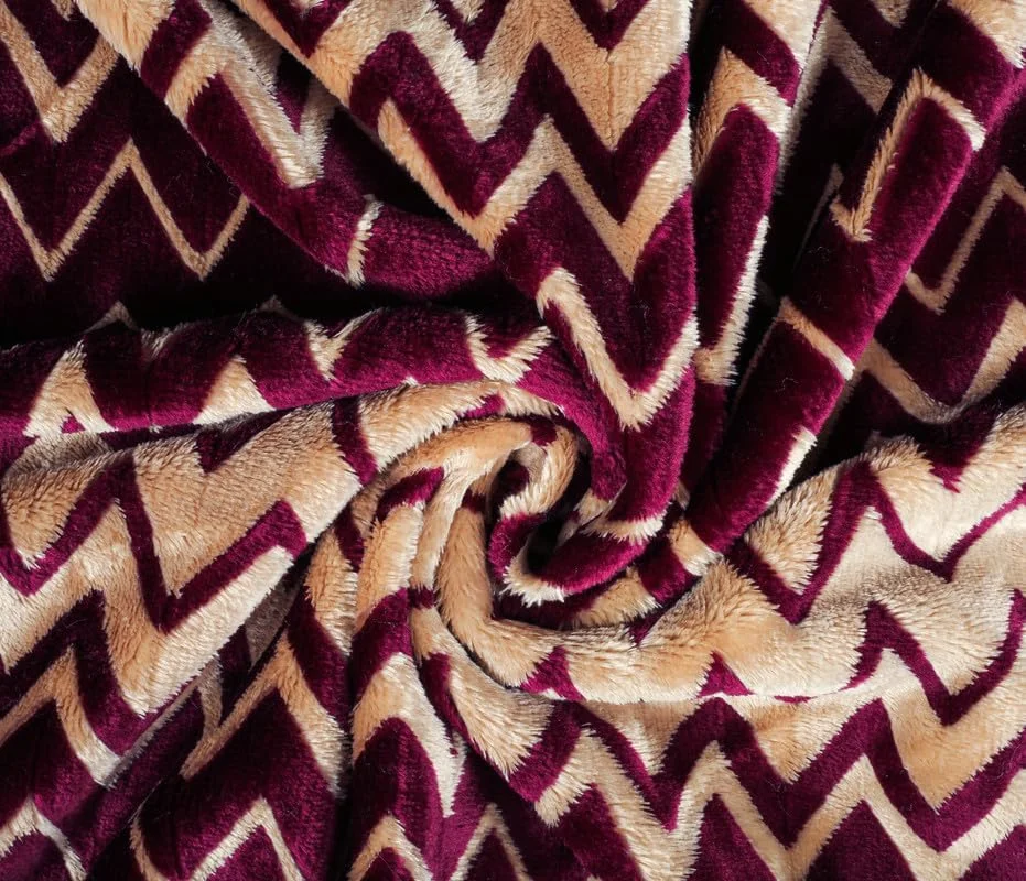 پتو مایکرو مینک پلی استر BSB Home® مناسب زمستان/هوای معتدل، شرپا فوق العاده نرم/گرم، فلانل ژاکارد پولیش/چاپ شده، مارون و خاکستری، اندازه 150X225 سانتی متر (تقریباً 4.7 x 7 فوت) (تک نفره)، سازگار با پوست