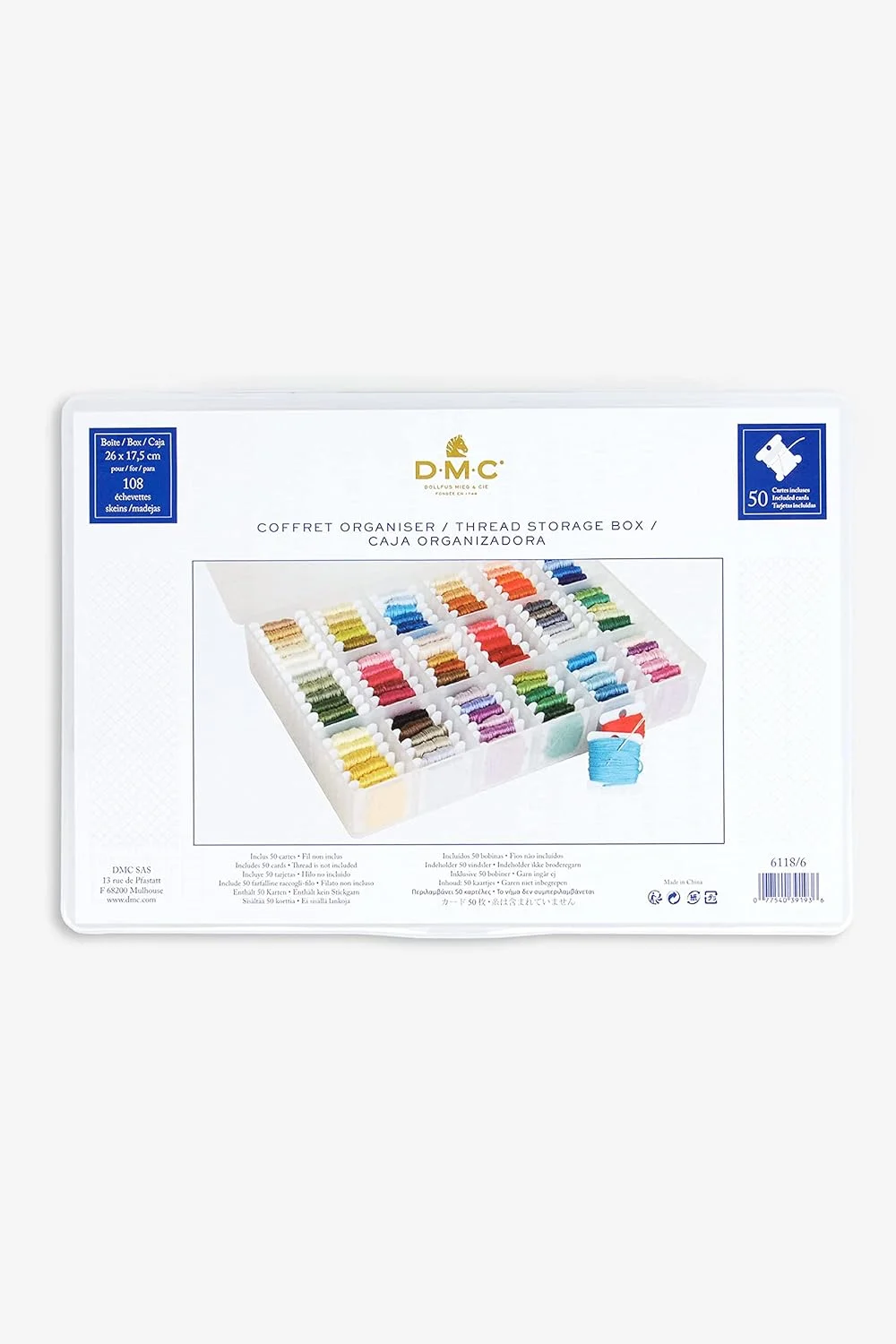جعبه نگهداری نخ کوبلن/نخ گلدوزی DMC Sewing-Online 6118/6 به همراه 50 عدد ماسوره خالی