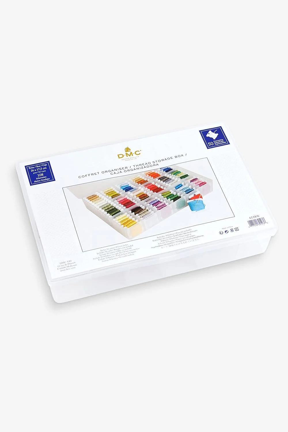 جعبه نگهداری نخ کوبلن/نخ گلدوزی DMC Sewing-Online 6118/6 به همراه 50 عدد ماسوره خالی