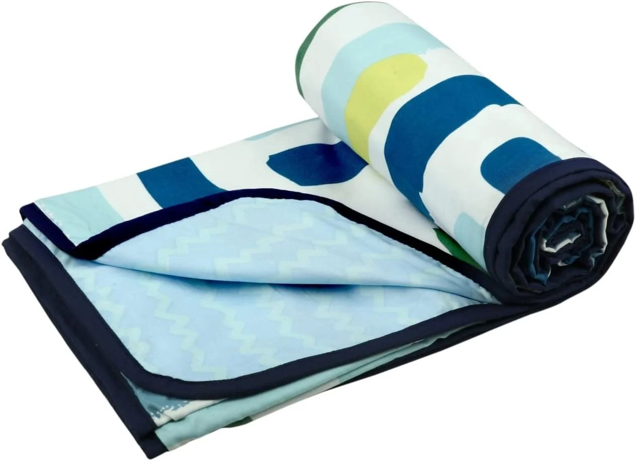 لحاف دو نفره پنبه خالص دو رو BSB HOME | پتوی خنک | پتوی نرم و سبک وزن (223 * 228 سانتی متر، خاکستری آبی و سفید، بسته 1 عددی)