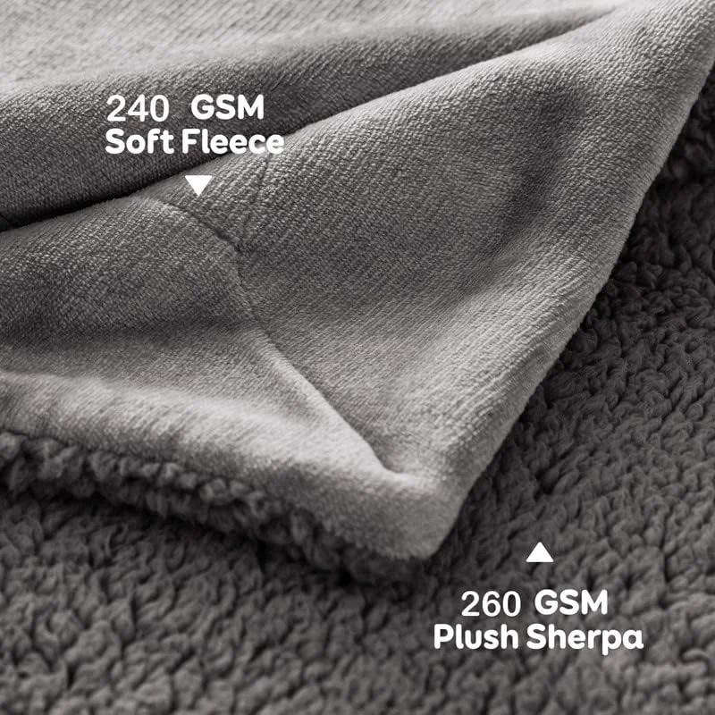 پتوی مایکرو مینک پلی استر BSB HOME مناسب فصل تابستان/زمستان معتدل/زمستان سنگین، شرپا، فوق العاده نرم، فلانل، ساده/تک رنگ، خاکستری، اندازه 150 در 228 سانتی متر (تقریباً 4x7 فوت) (تک نفره)