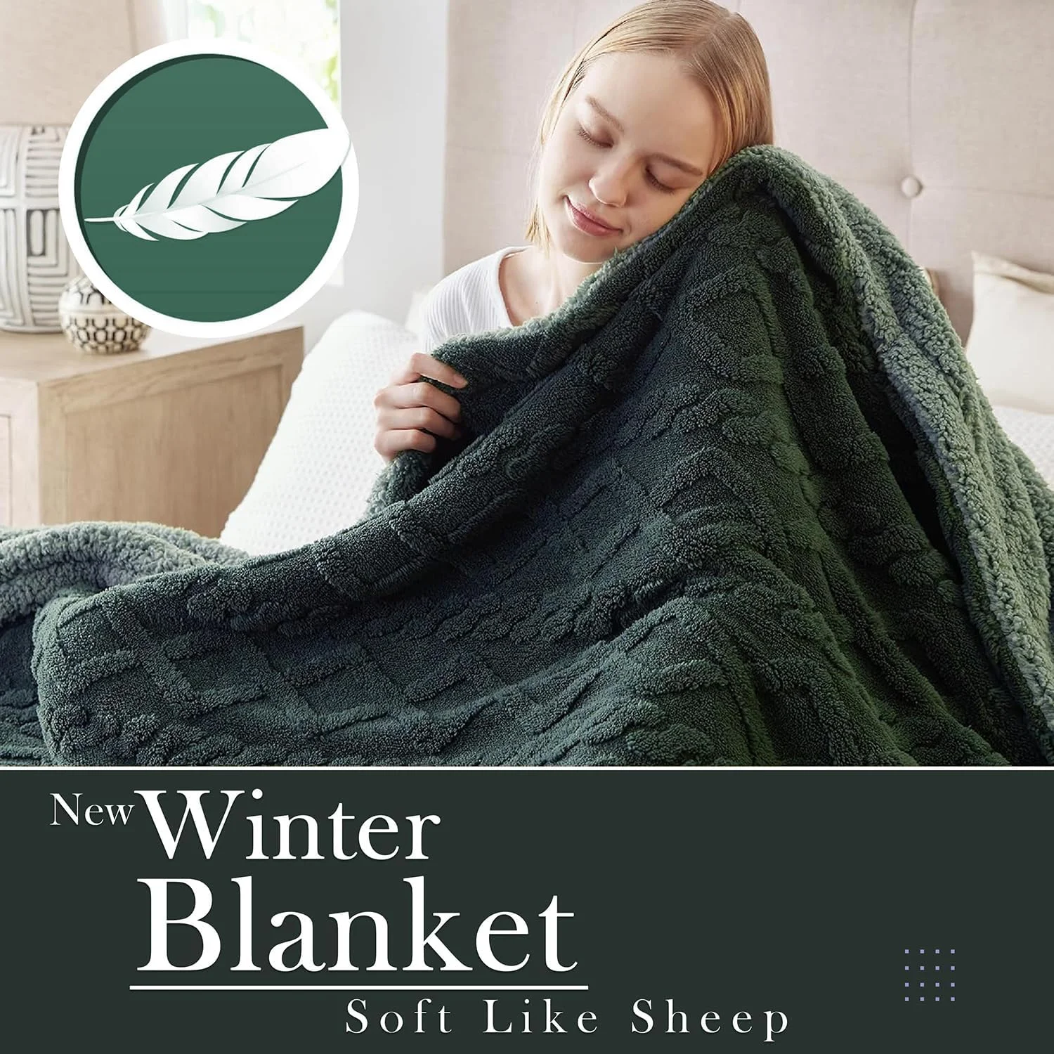 پتوی یک نفره BSB HOME، فلانل مرجانی با پشم گوسفند مصنوعی، فوق العاده نرم، کرکی، دنج، گرم، برگشت پذیر، مناسب زمستان، 500GSM، مدل Rajaai - رنگ: سبز بطری، 220 x 150 سانتی متر، وزن: 2 کیلوگرم