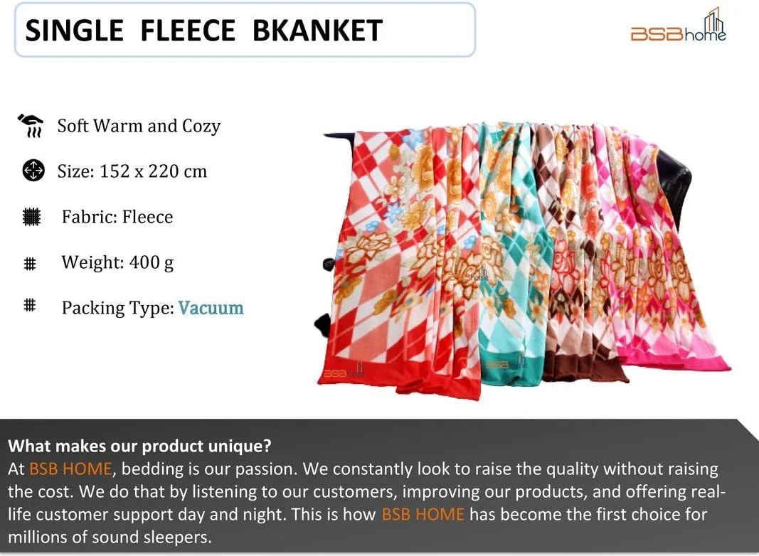 پتو پلار چند منظوره چهار فصل BSB HOME مناسب تخت یک نفره طرح دار رنگارنگ سبک وزن (ست 8 عددی، 90 در 60 اینچ)| TC - 240