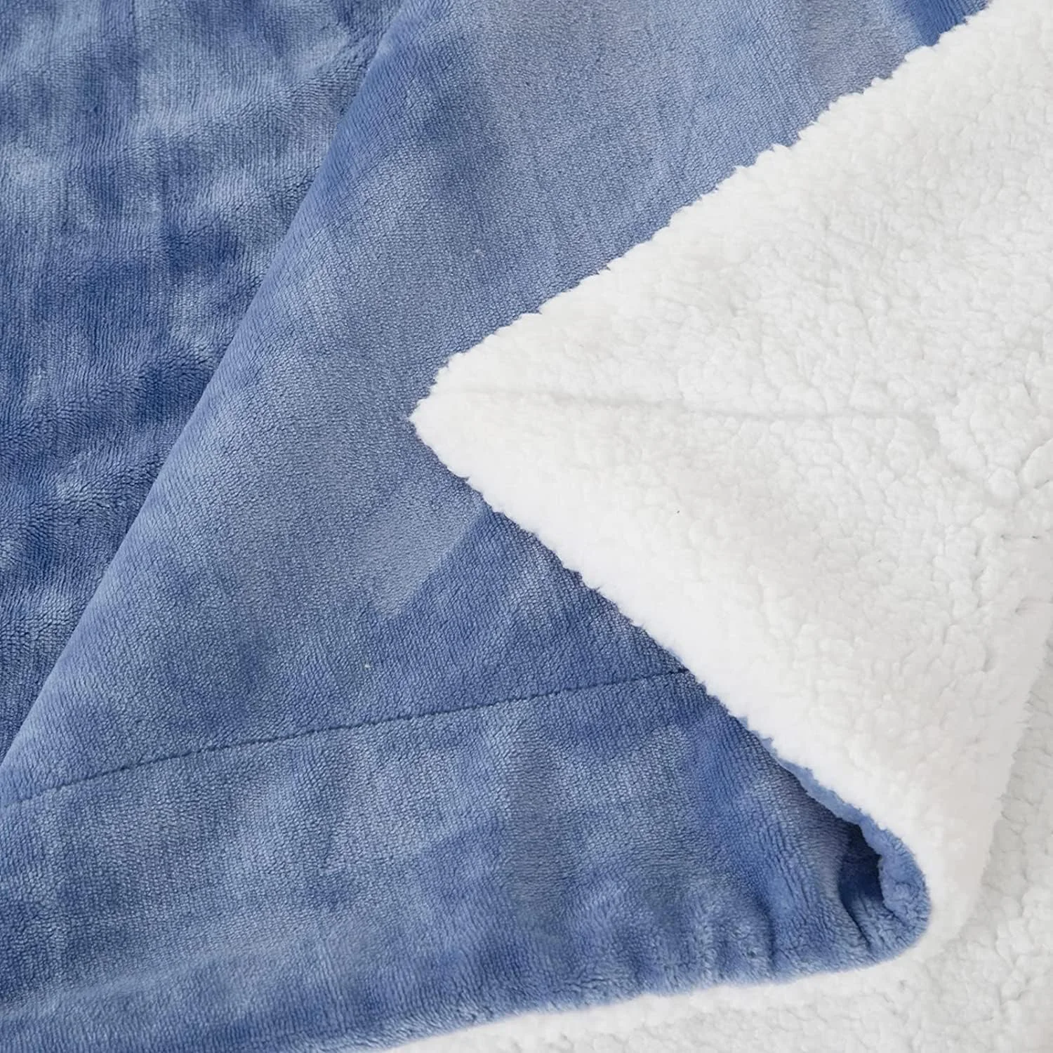 پتوهای شرپای زمستانی ضخیم BSB HOME، پتوی مخمل خواب دار نرم و کرکی سایز کینگ، پتوهای خاکستری دنج و لطیف برای بزرگسالان روی مبل، تخت و کاناپه (229 X 254 سانتی متر، رنگ آبی)، 300 تراکم