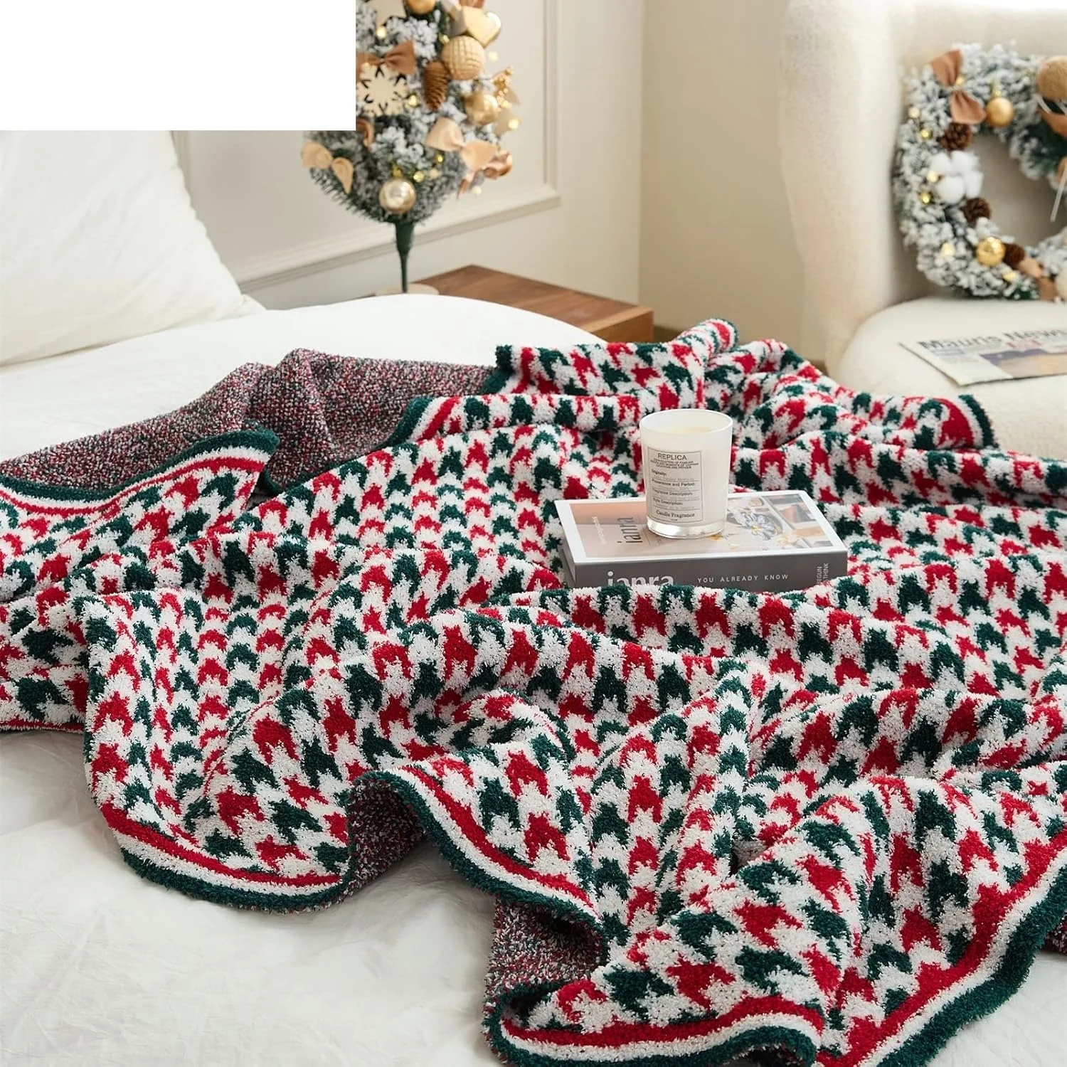 پتو مخمل خواب دار CBNERDS با طرح دانه برف، نرم، ضخیم، دو لایه، گرم نگهدارنده، ضد پرز، مناسب برای مبل، تخت و زمستان