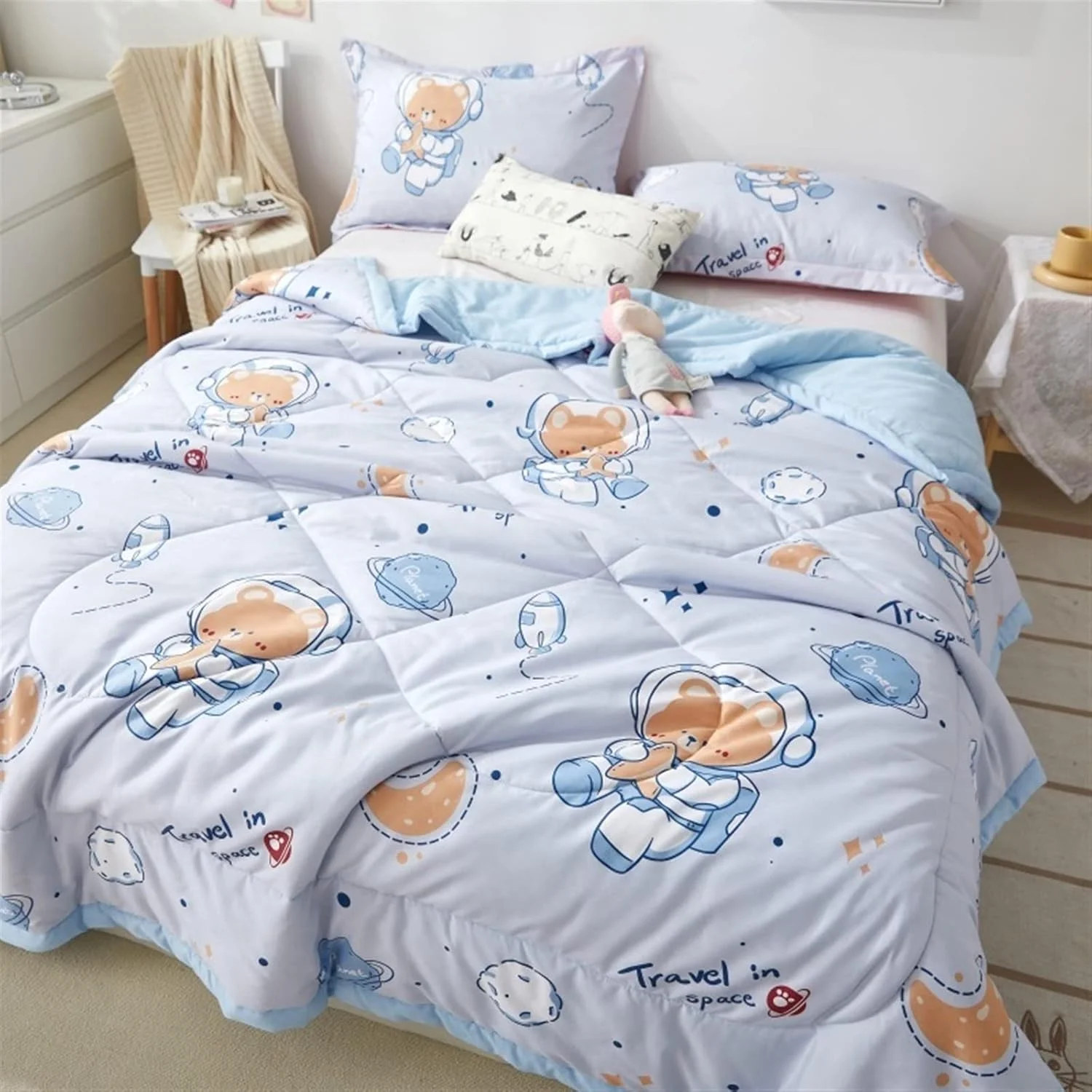 پتوی مخمل خواب دار CBNERDS طرح خرس فضایی بامزه، لحاف نرم و تنفسی بزرگسالان، لحاف تک نفره و دو نفره پتوی مخمل خواب دار CBNERDS طرح خرس فضایی بامزه، لحاف نرم و تنفسی بزرگسالان، لحاف تک نفره و دو نفره