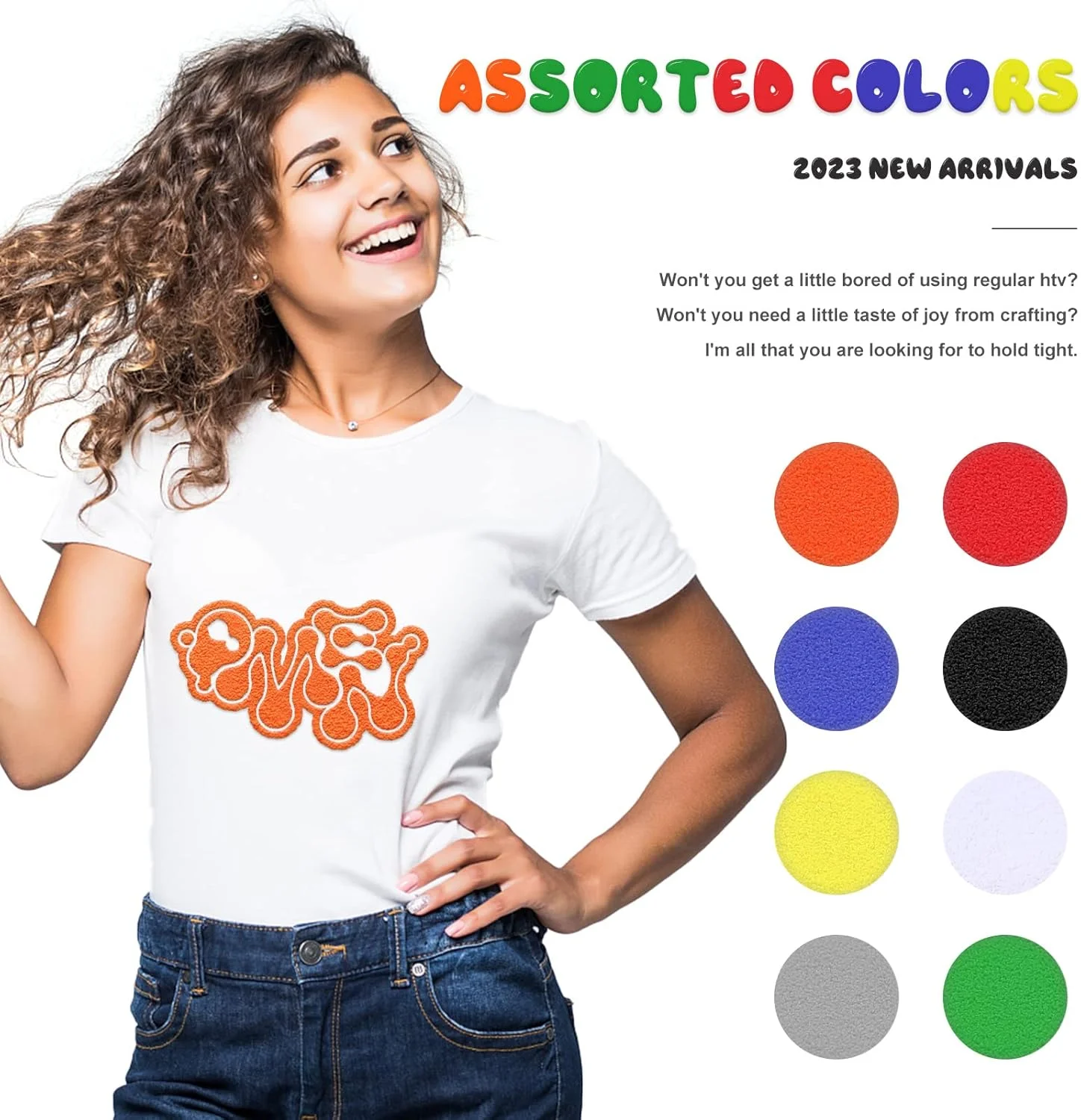 برچسب حرارتی وینیل پاف HTVRONT - 8 عدد وینیل پاف سه بعدی در 8 رنگ متنوع، وینیل انتقال حرارت پاف سه بعدی برای تی شرت، بسته وینیل پاف HTV 12x10 اینچی برای Cricut، Silhouette Cameo یا دستگاه پرس حرارتی