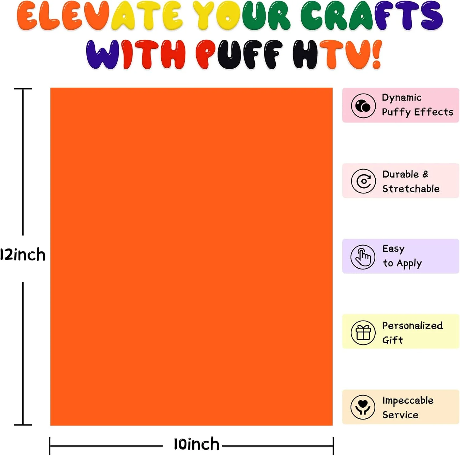 برچسب حرارتی وینیل پاف HTVRONT - 8 عدد وینیل پاف سه بعدی در 8 رنگ متنوع، وینیل انتقال حرارت پاف سه بعدی برای تی شرت، بسته وینیل پاف HTV 12x10 اینچی برای Cricut، Silhouette Cameo یا دستگاه پرس حرارتی