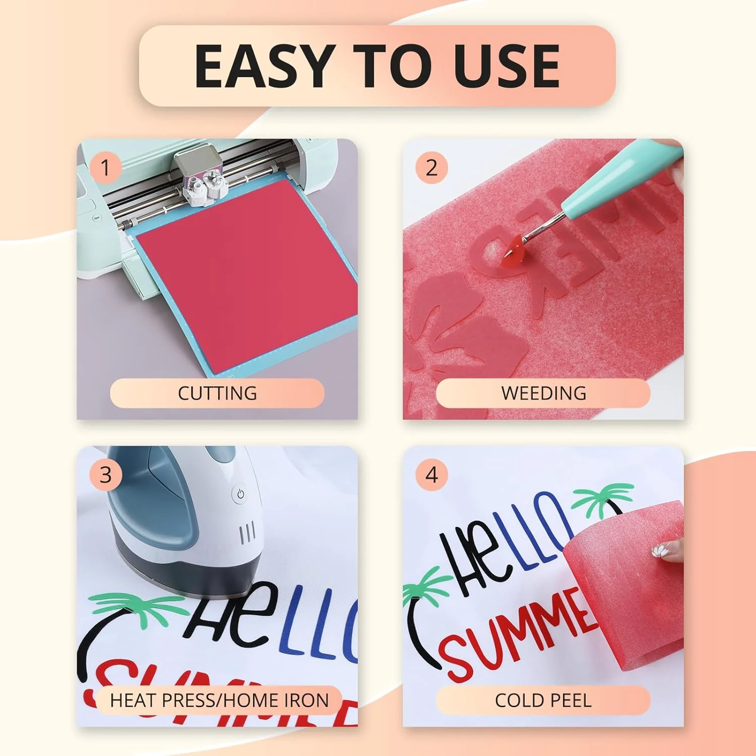 رول وینیل انتقال حرارت HTVRONT مخمل سفید - وینیل مخمل HTV با ابعاد 30.48 سانتی متر در 182.88 سانتی متر برای تی شرت، وینیل اتویی مخمل برای تمام دستگاه های برش - برش و جدا کردن آسان (سفید)