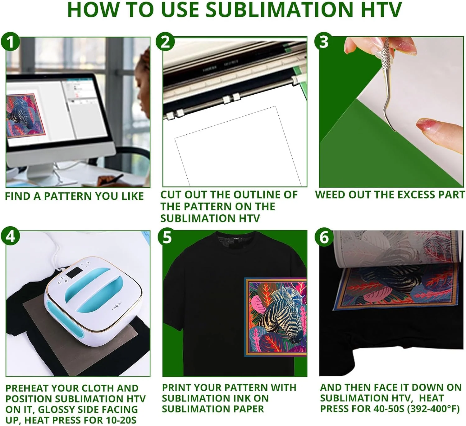 وینیل سابلیمیشن HTVRONT برای پارچه های تیره/روشن - وینیل سابلیمیشن براق 30 در 300 سانتی متر برای تی شرت - کار با کاغذ سابلیمیشن، جوهر سابلیمیشن و دستگاه پرس حرارتی