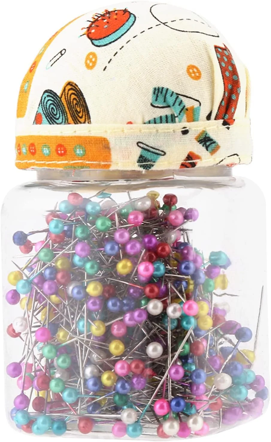 والفرانت 500 عدد سوزن ته گرد مرواریدی چند رنگ، مناسب خیاطی، لحاف دوزی و ساخت لوازم تزئینی، بسته بندی شده در بطری پلاستیکی