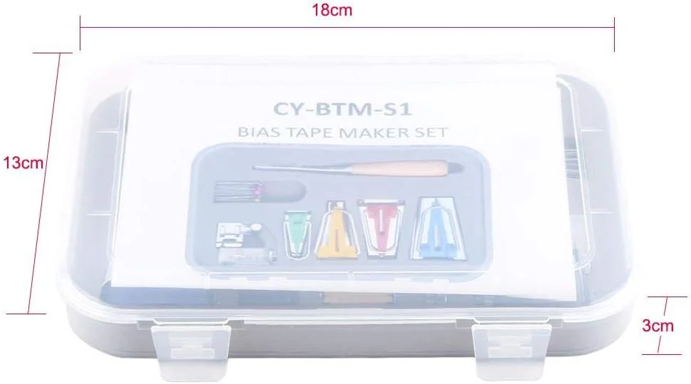 مجموعه ابزار نوار اریب ساز پارچه ای چند منظوره Walfront، ابزار ساخت تکه دوزی DIY به همراه پایه