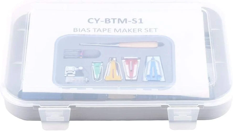 مجموعه ابزار نوار اریب ساز پارچه ای چند منظوره Walfront، ابزار ساخت تکه دوزی DIY به همراه پایه