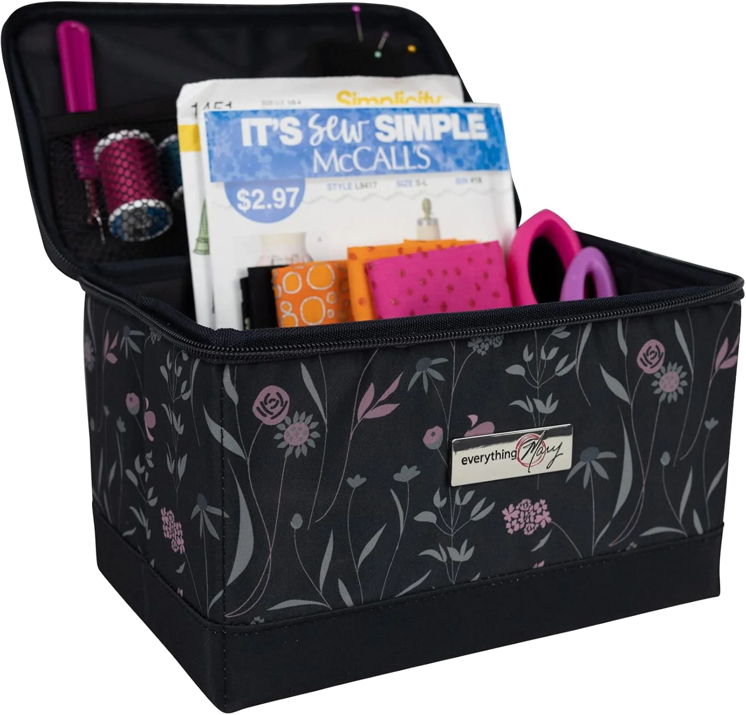 جعبه سازمان دهنده لوازم خیاطی تاشو Everything Mary، گلدار صورتی و خاکستری - سبد نگهداری لوازم و وسایل جانبی - سازماندهی نخ، سوزن، لوازم خرازی و قیچی جعبه سازمان دهنده لوازم خیاطی تاشو Everything Mary، گلدار صورتی و خاکستری - سبد نگهداری لوازم و وسایل جانبی - سازماندهی نخ، سوزن، لوازم خرازی و قیچی