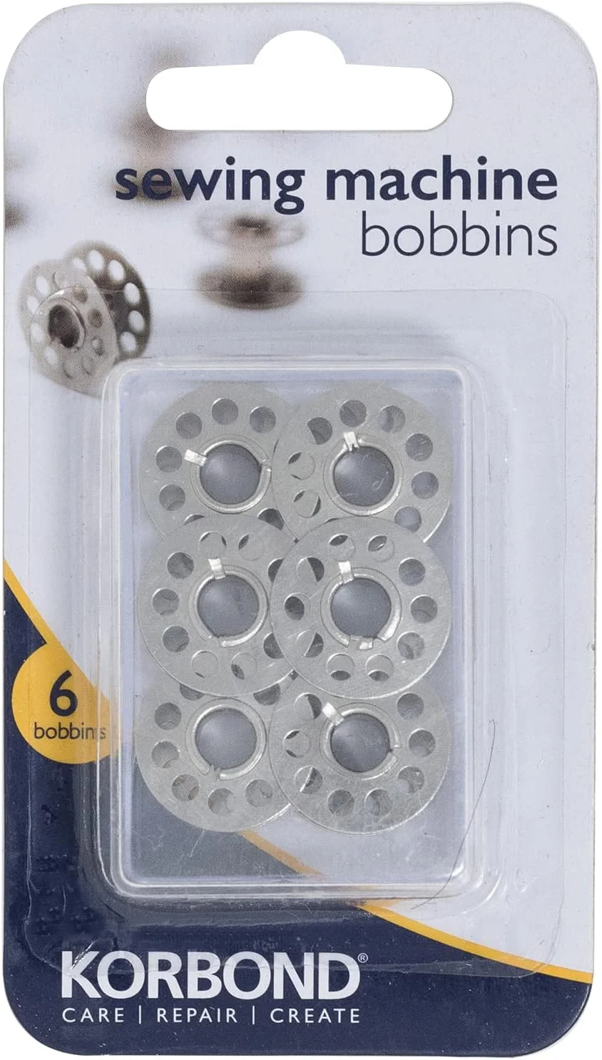 مجموعه 6 عددی ماسوره فلزی Korbond – 20.6mm x 11.7mm – کلاس 15 (مدل A) ایده آل برای چرخ خیاطی های خانگی و استفاده با انواع نخ – تخت، 20.6mm x 11.7mm