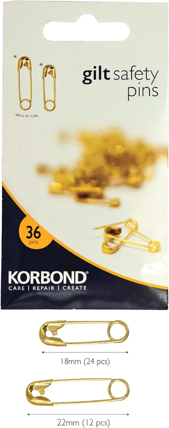 Korbond Safety Pins Gilt-110192, Gold, Assorted Sizes Korbond Safety Pins Gilt-110192, Gold, Assorted Sizes
