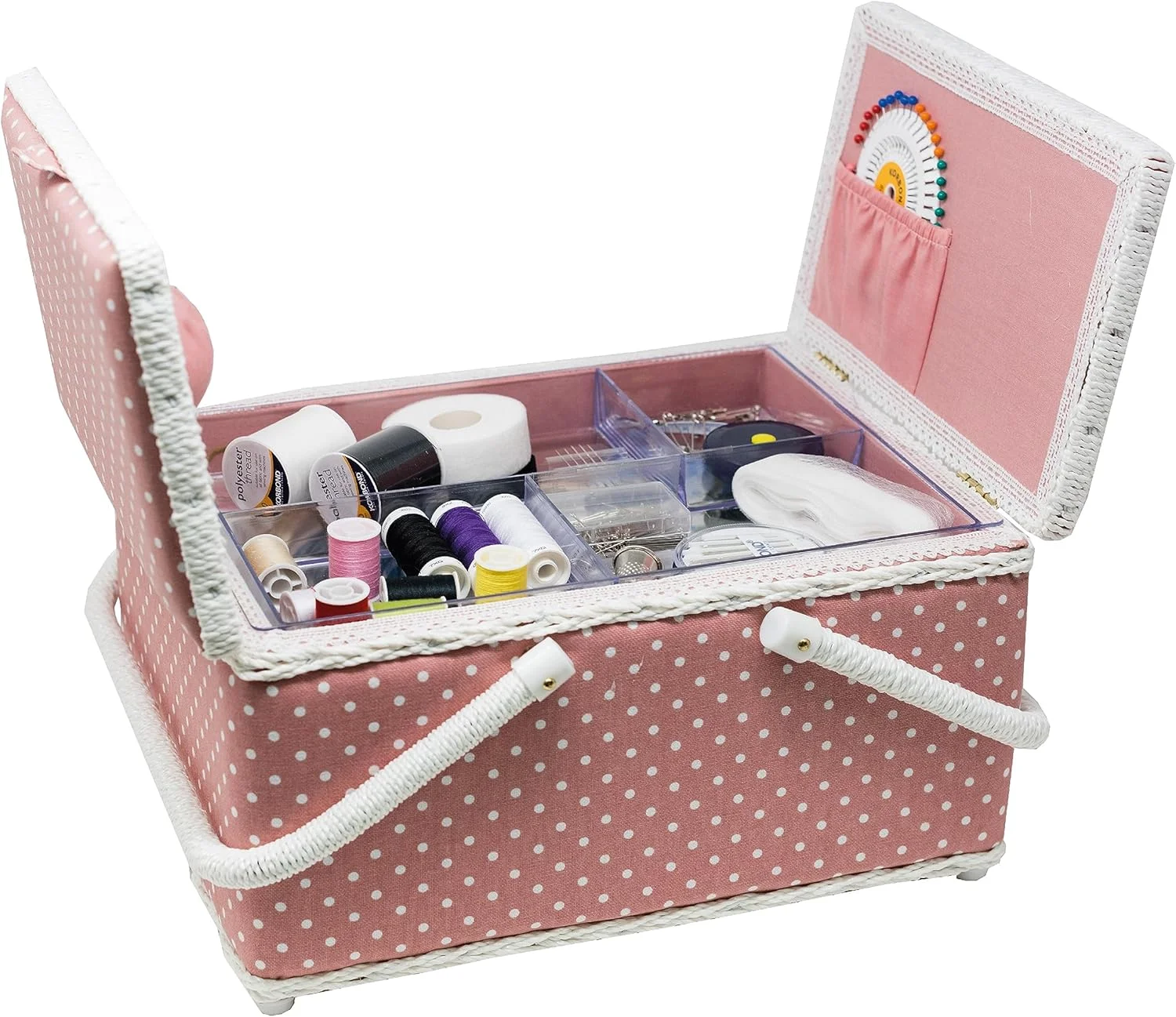 سبد خیاطی Korbond - درب دوقلو - طرح خال خال صورتی - 17 سانتی متر x 24 سانتی متر x 31 سانتی متر سبد خیاطی Korbond - درب دوقلو - طرح خال خال صورتی - 17 سانتی متر x 24 سانتی متر x 31 سانتی متر