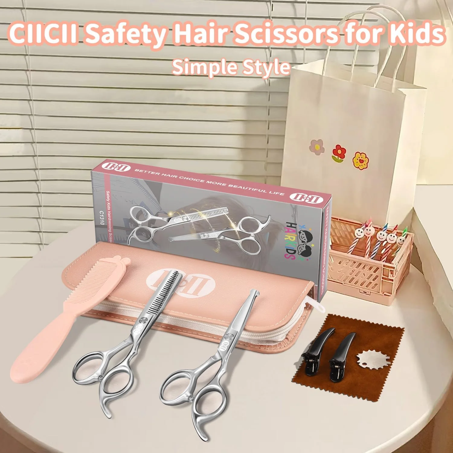 قیچی آرایشگری کودک CIICII، ست قیچی ایمن با نوک گرد (قیچی مو و قیچی پیتاژ) برای نوزادان، کودکان نوپا و خردسالان، کیت پیرایش موی آرایشگر برای منزل و سالن قیچی آرایشگری کودک CIICII، ست قیچی ایمن با نوک گرد (قیچی مو و قیچی پیتاژ) برای نوزادان، کودکان نوپا و خردسالان، کیت پیرایش موی آرایشگر برای منزل و سالن