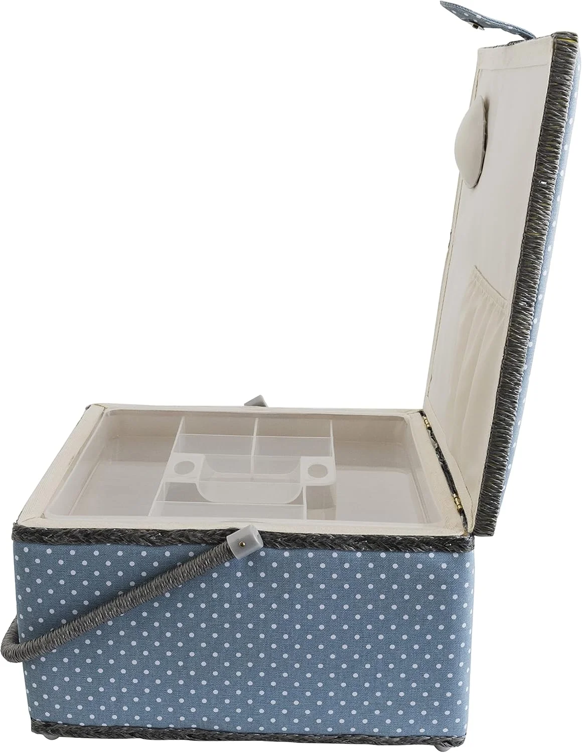 سبد خیاطی Korbond، خال های ریز خاکستری، خیلی بزرگ مدل 190545 سبد خیاطی Korbond، خال های ریز خاکستری، خیلی بزرگ مدل 190545