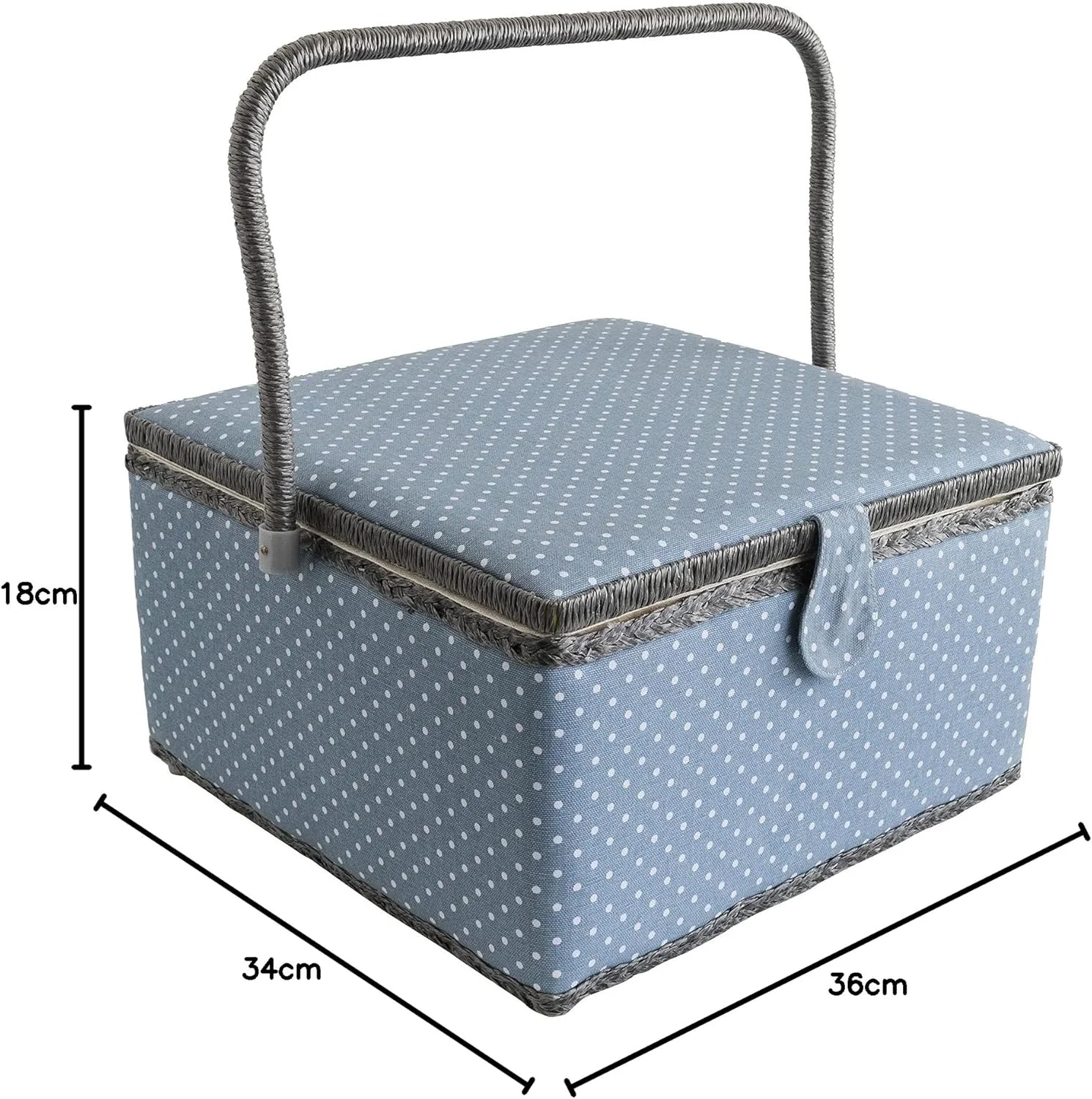 سبد خیاطی Korbond، خال های ریز خاکستری، خیلی بزرگ مدل 190545 سبد خیاطی Korbond، خال های ریز خاکستری، خیلی بزرگ مدل 190545