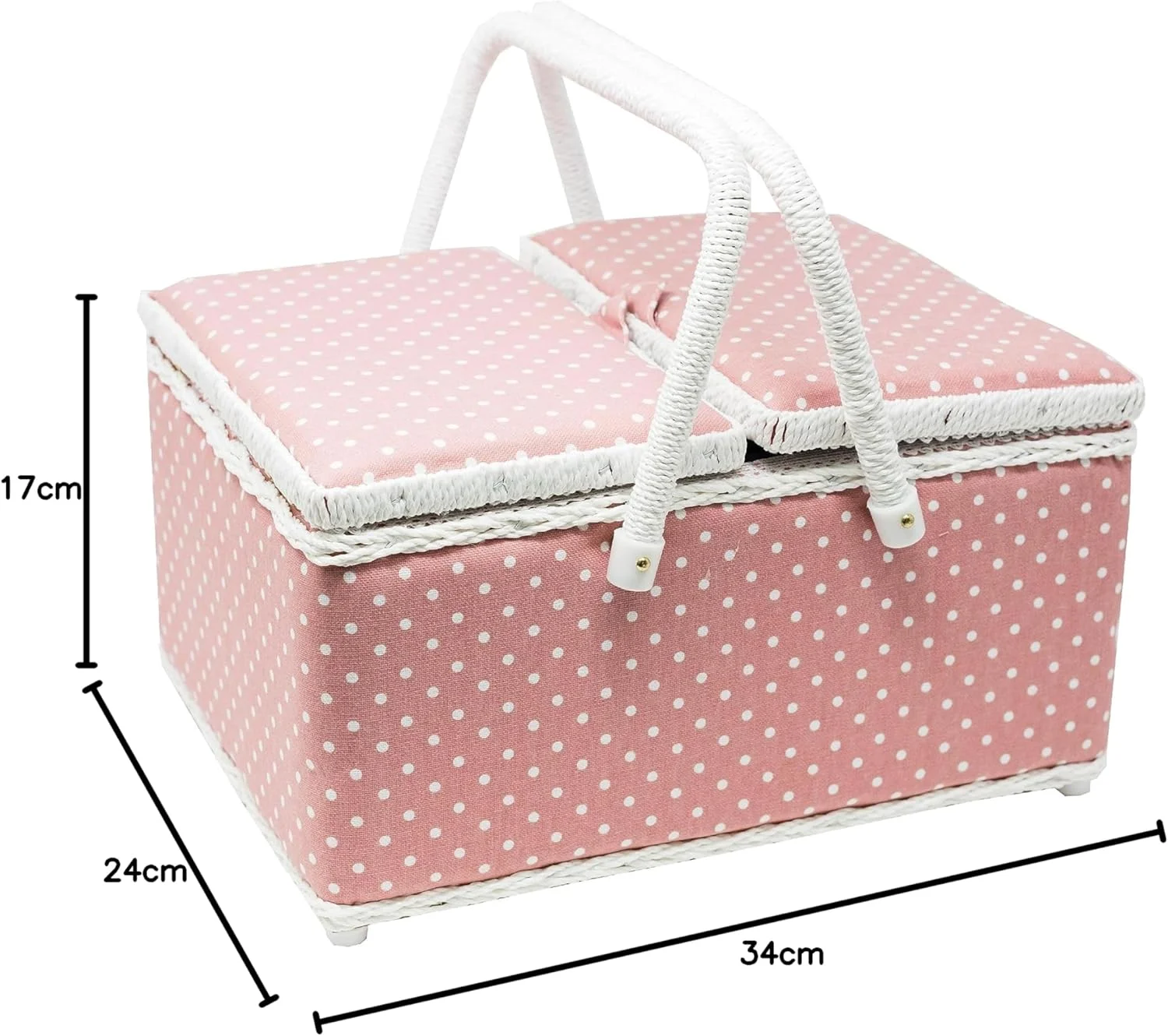 سبد خیاطی Korbond - درب دوقلو - طرح خال خال صورتی - 17 سانتی متر x 24 سانتی متر x 31 سانتی متر سبد خیاطی Korbond - درب دوقلو - طرح خال خال صورتی - 17 سانتی متر x 24 سانتی متر x 31 سانتی متر