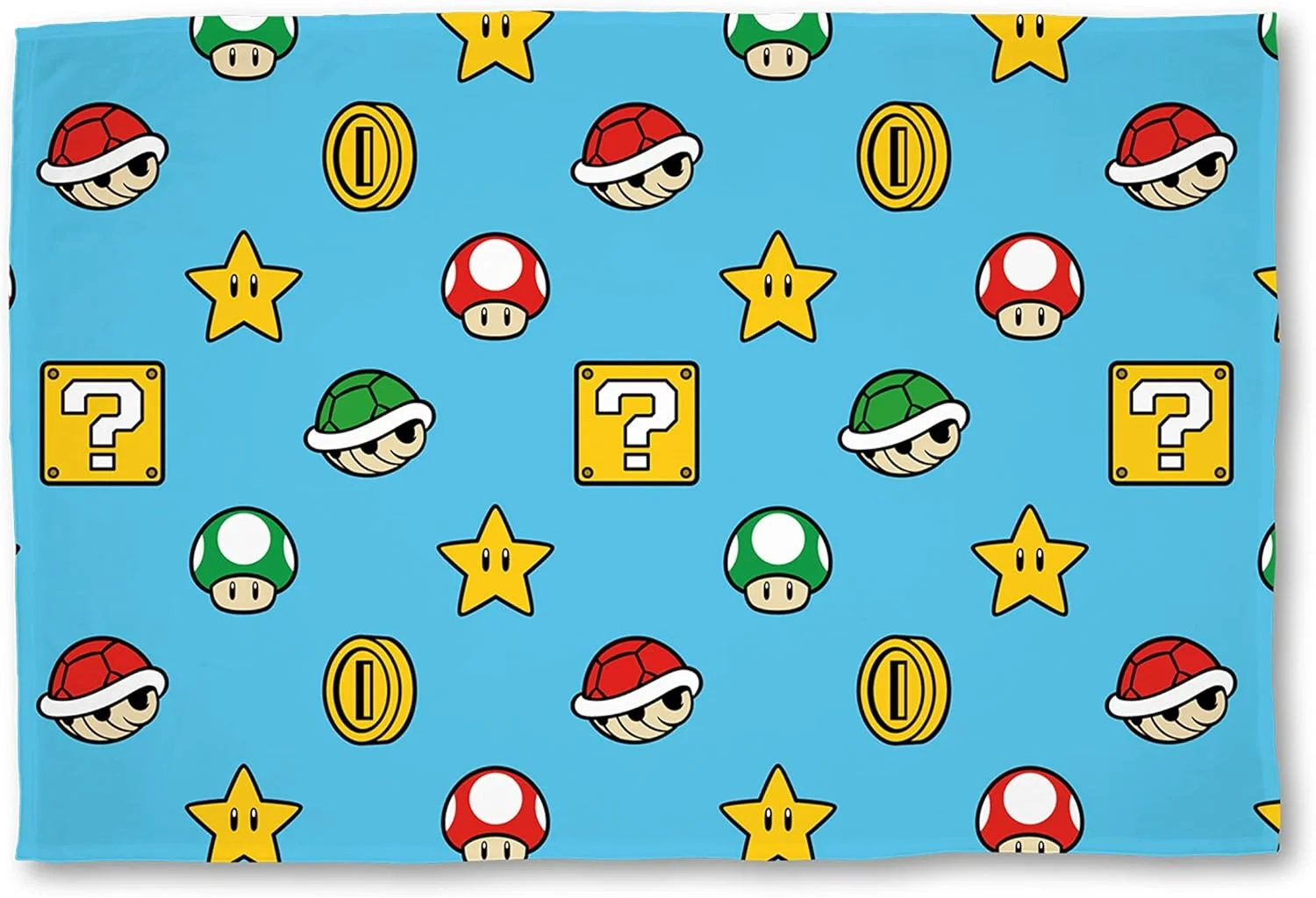 پتو پشمی سوپر ماریو با مجوز رسمی نینتندو از Character World | پرتابی فوق العاده نرم و گرم، طرح بازی ادامه دارد | ایده آل برای اتاق خواب، کمپینگ و مهمانی های شبانه