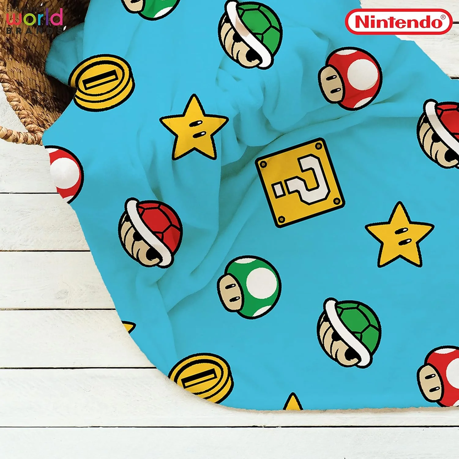 پتو پشمی سوپر ماریو با مجوز رسمی نینتندو از Character World | پرتابی فوق العاده نرم و گرم، طرح بازی ادامه دارد | ایده آل برای اتاق خواب، کمپینگ و مهمانی های شبانه