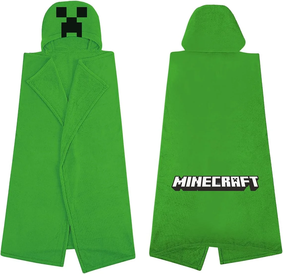 پتو کلاه دار پشمی طرح Minecraft از Character World | پتو بازی نرم و گرم سبز رنگ | مناسب برای خانه، اتاق خواب، مهمانی های شبانه و کمپینگ | سایز 100 x 120 سانتی متر