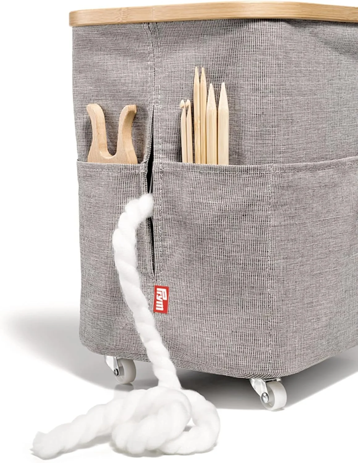 Prym Box Canvas & Bamboo, Cotton, Grey, 38 x 26 x 37 cm
