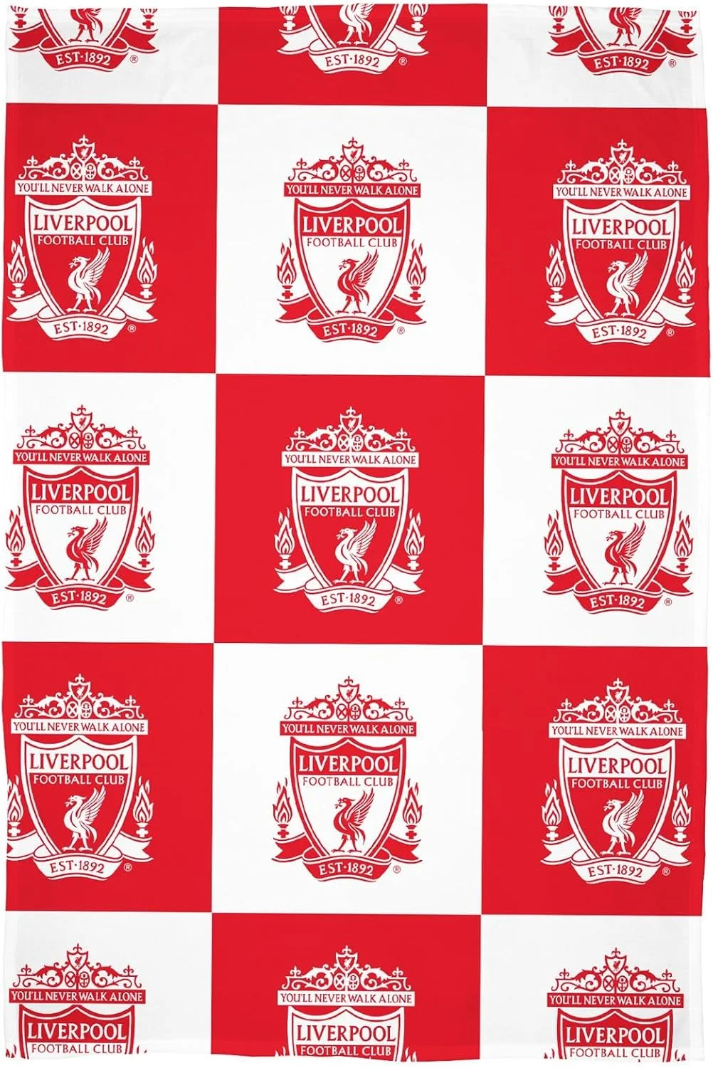 پتو پشمی Character World Liverpool | فوق العاده نرم، طرح آرم باشگاه فوتبال | طرح شطرنجی قرمز و سفید | پتوی گرم و فوق العاده نرم | ایده آل برای خانه، اتاق خواب، مهمانی های شبانه و کمپینگ