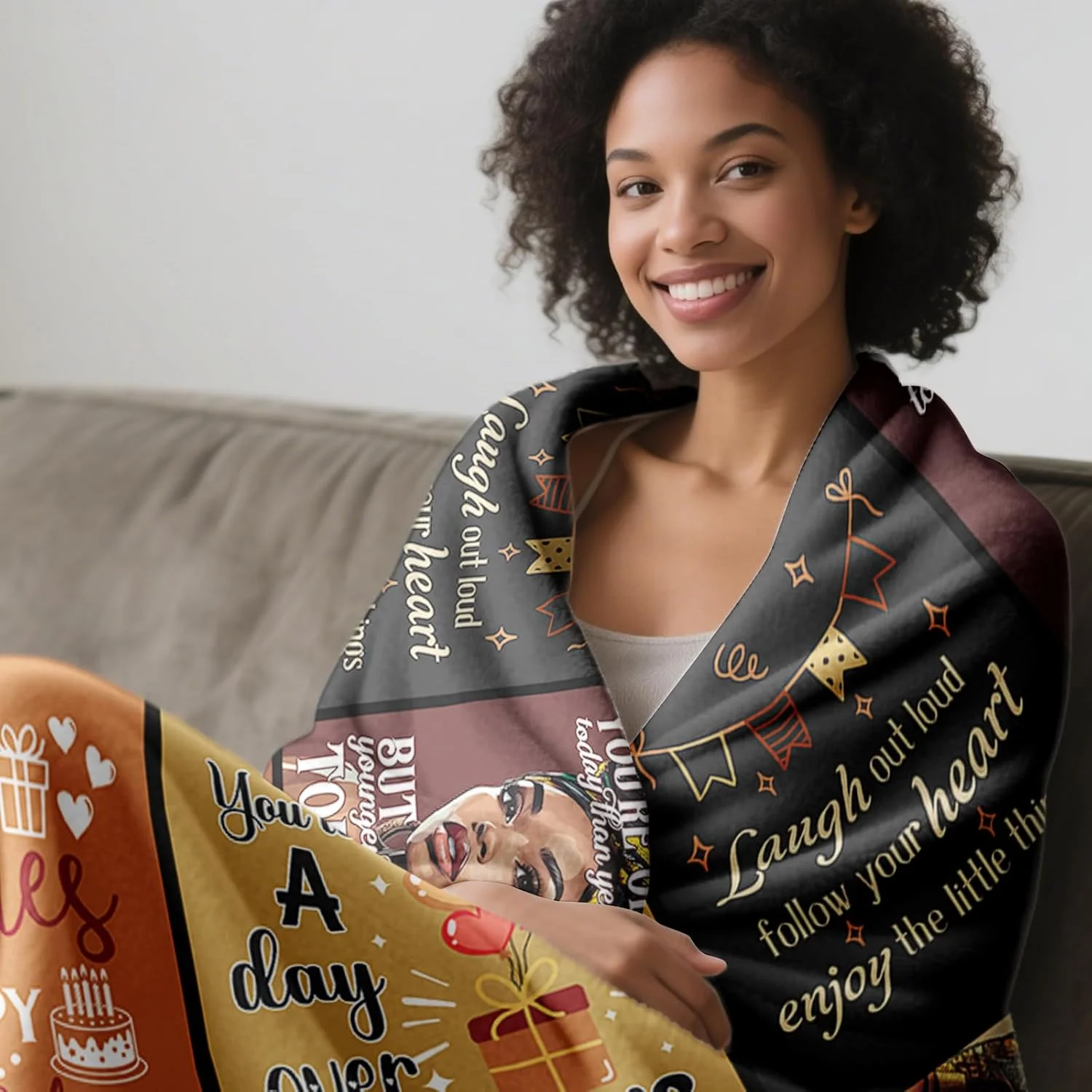 پتو هدیه تولد 80 سالگی زنان آفریقایی-آمریکایی YHIKOUY، 152x127 سانتی‌متر، هدیه تولد الهام‌بخش تشویقی، هدیه تولد 80 سالگی برای زنان سیاه‌پوست مادر بانو دوست دختر