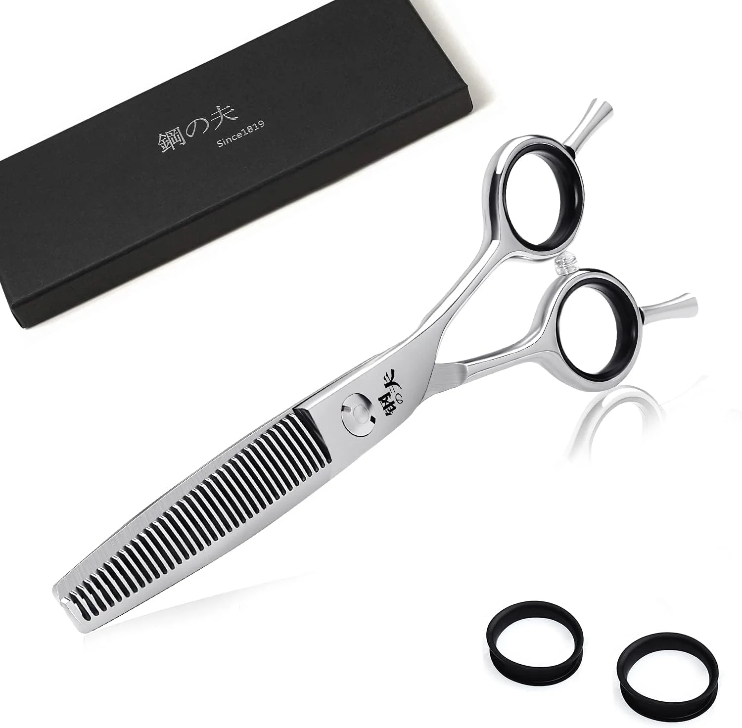 قیچی آرایشگری حرفه ای DRGSKL - قیچی پیتاژ موی آرایشگری 15 سانتی متری با لبه تیغ - قیچی بافت دهنده مو برای سالن - ساخته شده از فولاد ضد زنگ با پیچ تنظیم دقیق