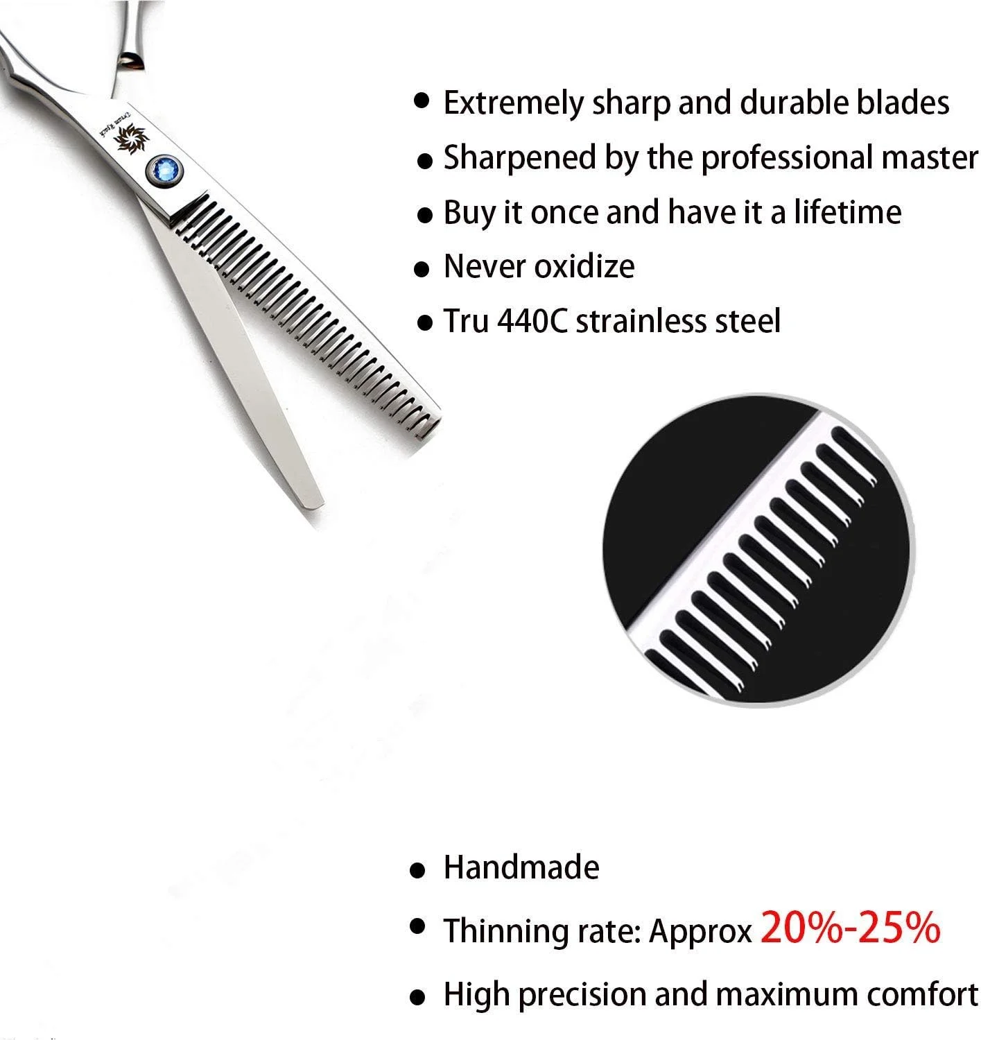 قیچی پیتاژ حرفه ای 6 اینچی Dream Reach، قیچی آرایشگری و پیرایش مو برای زنان و مردان (قیچی پیتاژ)