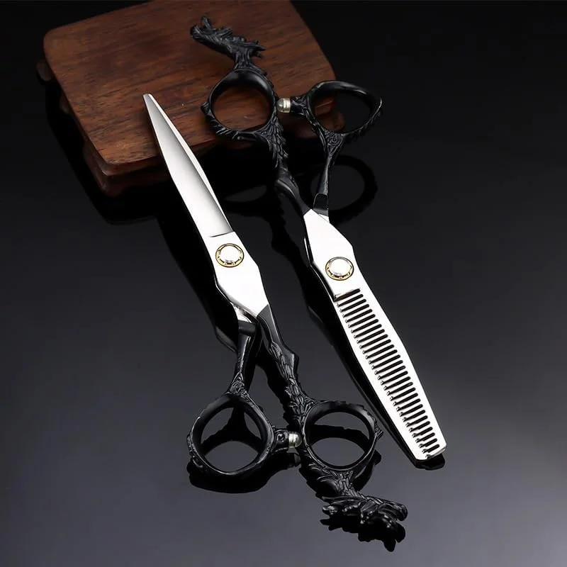 قیچی آرایشگری مو، قیچی آرایشگری مشکی 6 اینچی، ست حرفه ای آرایشگری مو، قیچی مو دندانه دار برای کوتاه کردن چتری، نازک کردن و مرتب کردن موهای آسیب دیده قیچی آرایشگری مو، قیچی آرایشگری مشکی 6 اینچی، ست حرفه ای آرایشگری مو، قیچی مو دندانه دار برای کوتاه کردن چتری، نازک کردن و مرتب کردن موهای آسیب دیده