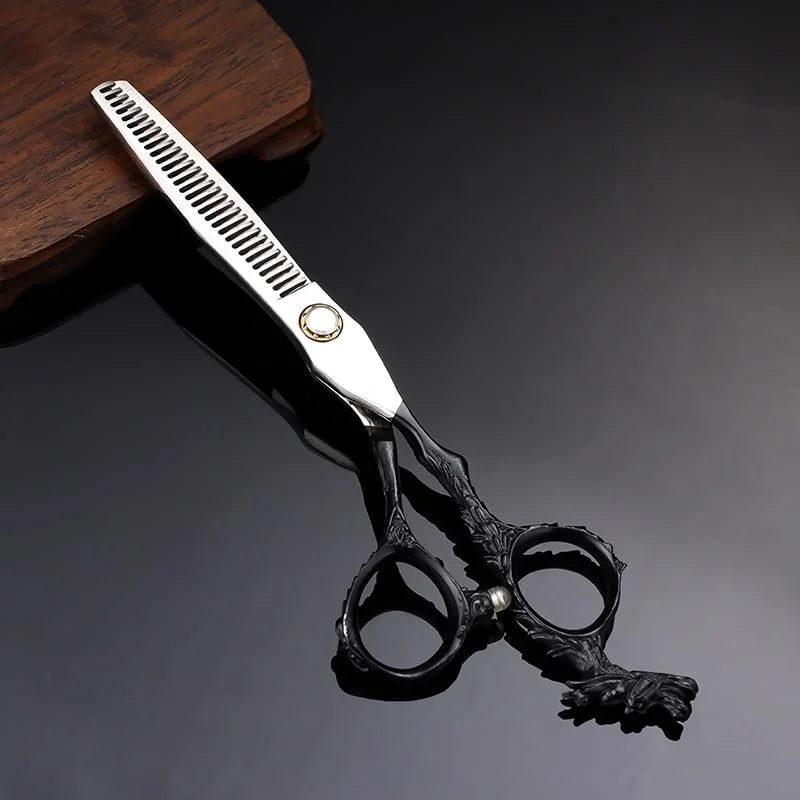 قیچی آرایشگری مو، قیچی آرایشگری مشکی 6 اینچی، ست حرفه ای آرایشگری مو، قیچی مو دندانه دار برای کوتاه کردن چتری، نازک کردن و مرتب کردن موهای آسیب دیده قیچی آرایشگری مو، قیچی آرایشگری مشکی 6 اینچی، ست حرفه ای آرایشگری مو، قیچی مو دندانه دار برای کوتاه کردن چتری، نازک کردن و مرتب کردن موهای آسیب دیده