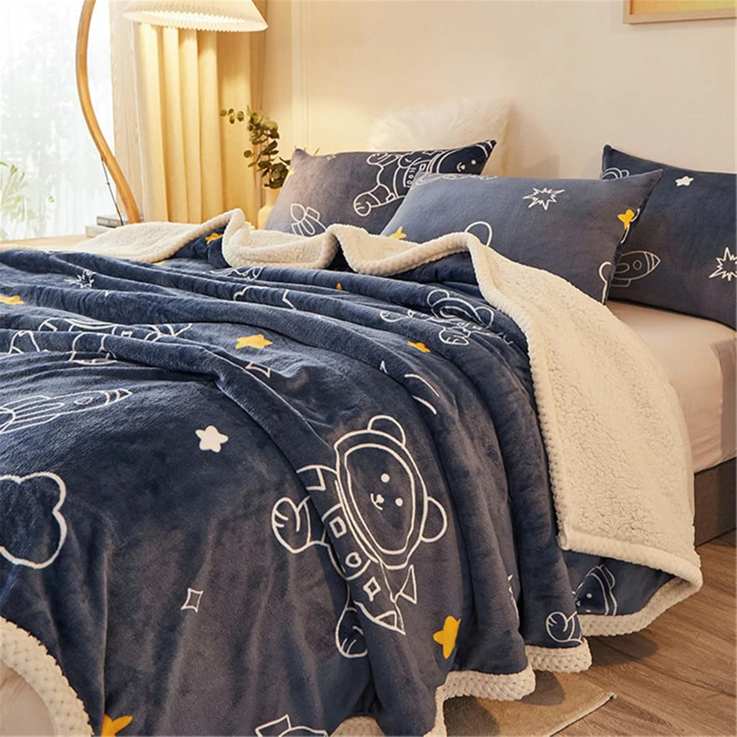 پتو پشمی پشم گوسفند YFFS، پتو مبل نرم و کرکی خاکستری، پتو بزرگ مخملی تخت دونفره، پتو فلانل میکروفیبر، مبل، گرم (150 x 200 سانتی متر)