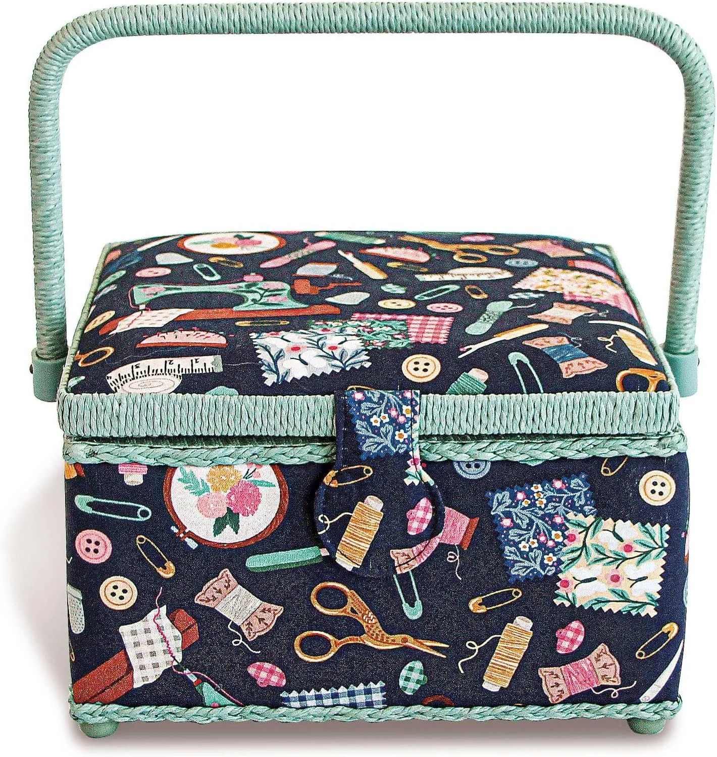 سبد خیاطی نخی سرمه ای Prym 612063، ابعاد 230 x 230 x 140 میلی متر