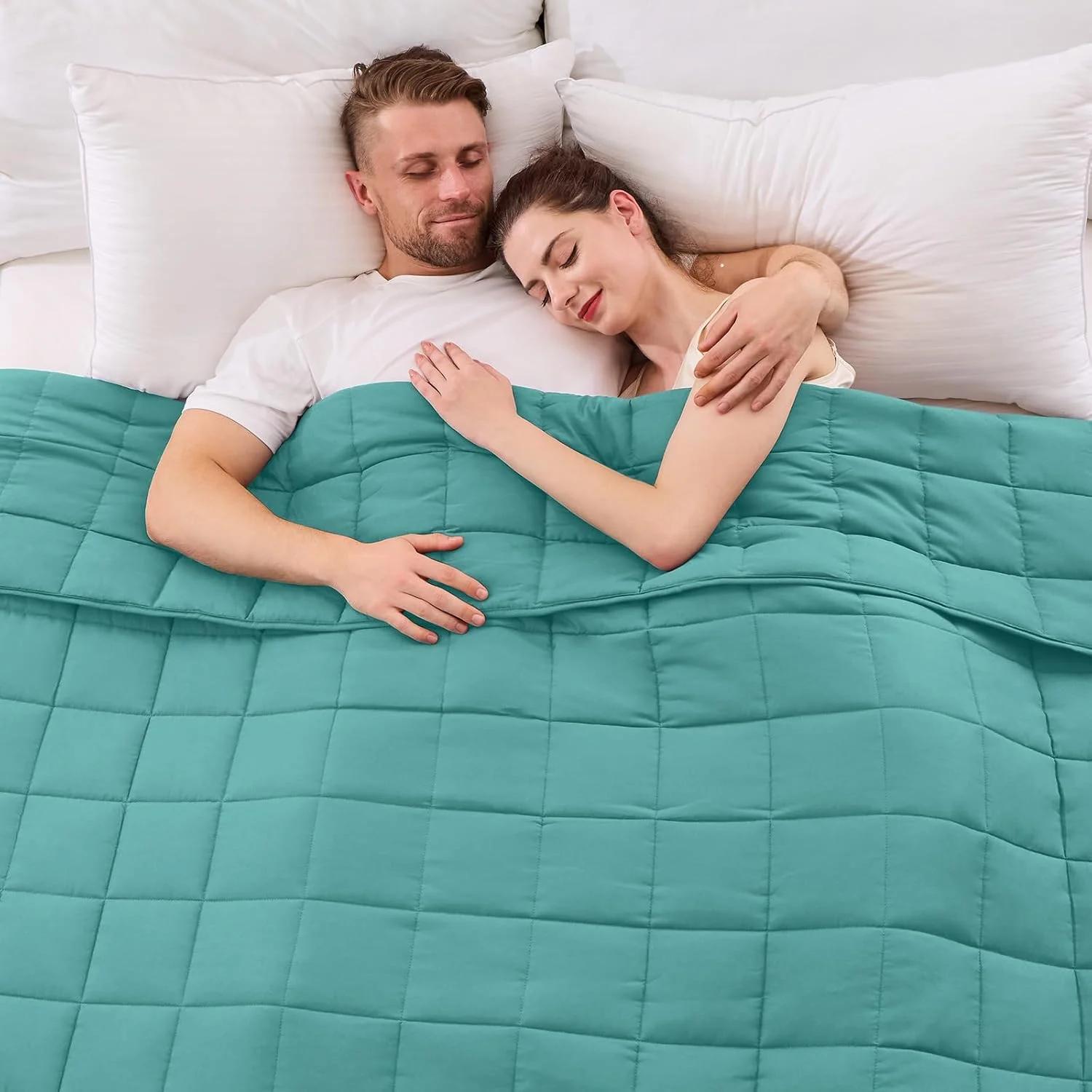پتوی سنگین سایز کینگ Yescool برای بزرگسالان (9 کیلوگرم، 203 x 221 سانتی متر، آبی فیروزه ای) پتوی سنگین خنک کننده برای خواب، مناسب برای وزن 86-95 کیلوگرم، پتوی تنفسی برای بزرگسالان و زوج ها در تمام فصول، قابل شستشو در ماشین لباسشویی