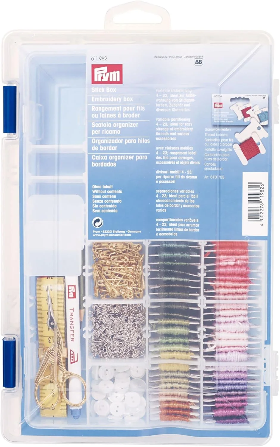 جعبه گلدوزی Prym PRYM_611982-1، ابعاد 28 x 19 x 4.5 سانتی متر، یک سایز