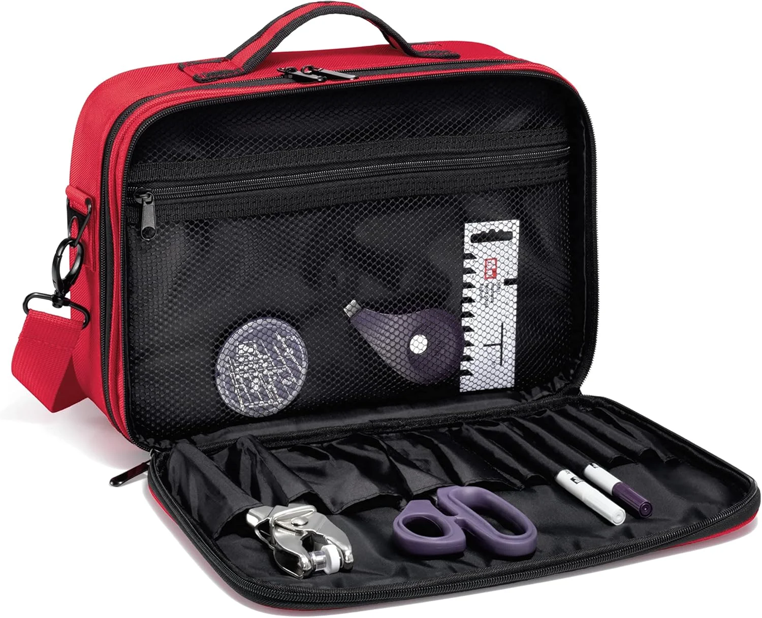 جعبه خیاطی پریمیوم مدل Nähkoffer Deluxe S، ابعاد 34 x 24 x 11,5 سانتی متر، قرمز جعبه خیاطی پریمیوم مدل Nähkoffer Deluxe S، ابعاد 34 x 24 x 11,5 سانتی متر، قرمز