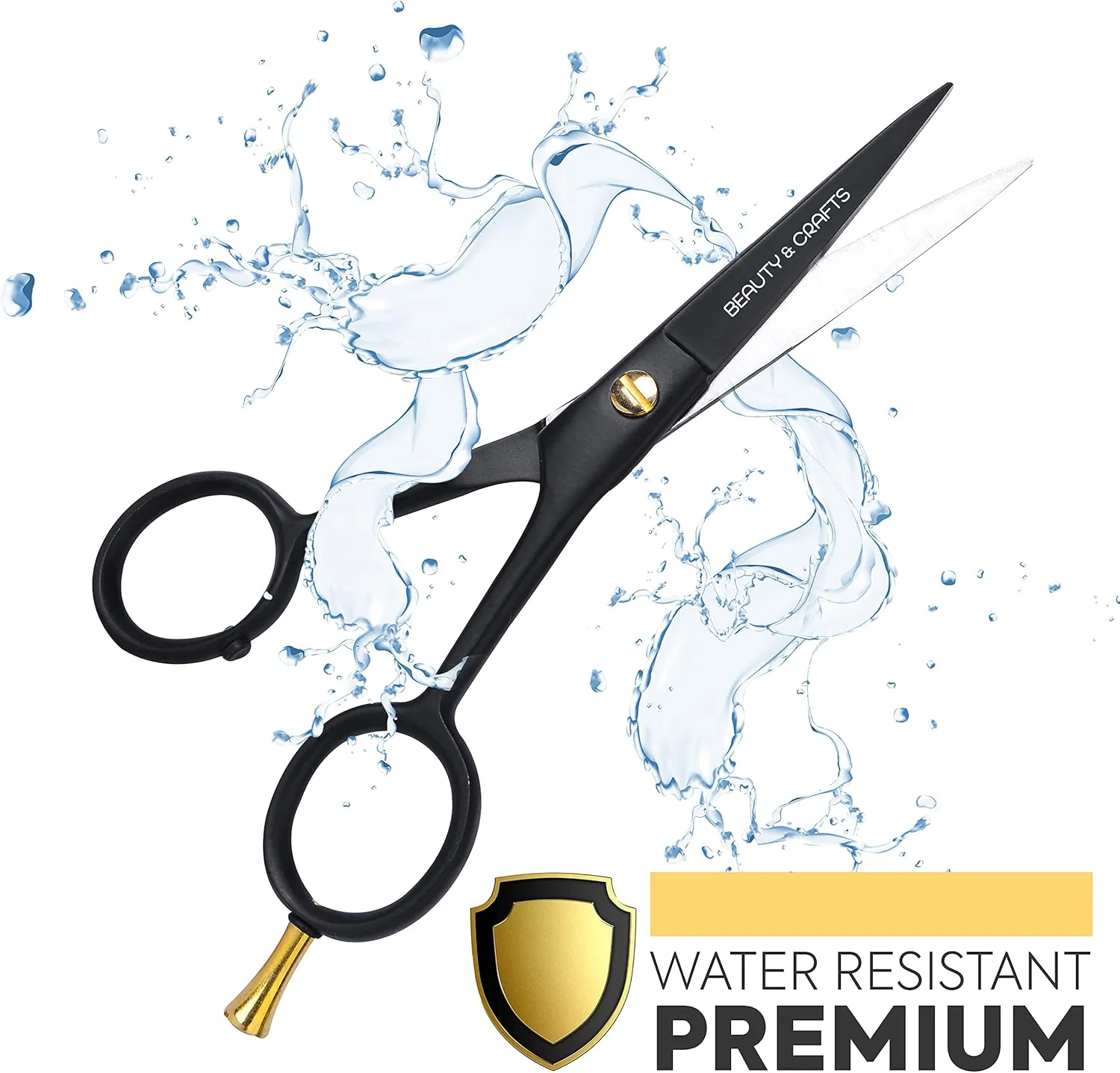 ابزار زیبایی و آرایشی - قیچی ریش و سبیل 5 اینچی آلمانی - 2 شانه سبیل برای موهای صورت به همراه کیف زیبا - قیچی اصلاح ریش مناسب برای پیرایش، کوتاه کردن و حالت دادن به سبیل (مشکی)