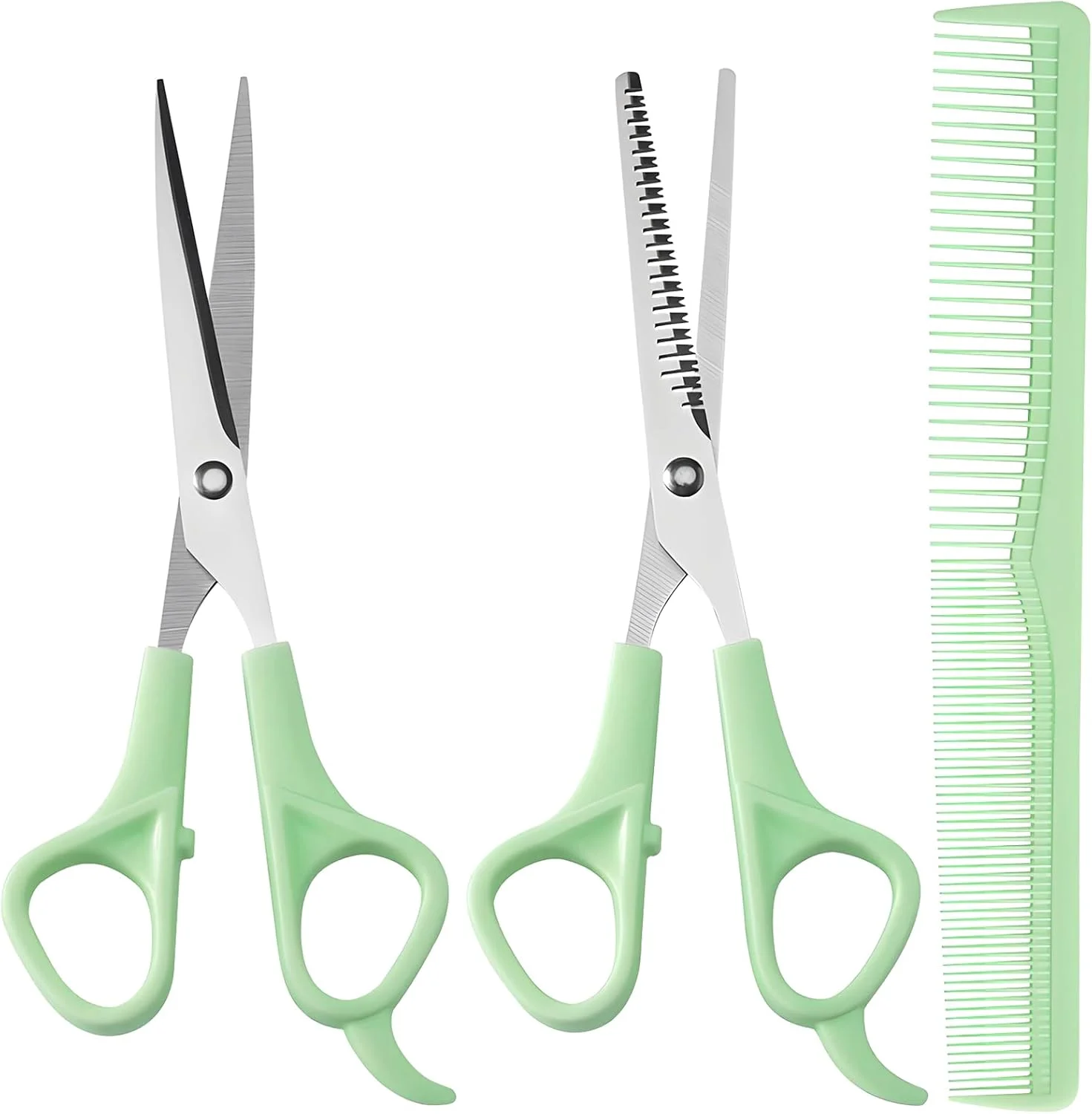 ست قیچی آرایشگری و شانه، 2 عدد قیچی استیل ضد زنگ حرفه ای 6 اینچی با تیغه های تیز و 1 عدد شانه برای موی مردان، زنان، کودکان و حیوانات خانگی - سبز ست قیچی آرایشگری و شانه، 2 عدد قیچی استیل ضد زنگ حرفه ای 6 اینچی با تیغه های تیز و 1 عدد شانه برای موی مردان، زنان، کودکان و حیوانات خانگی - سبز