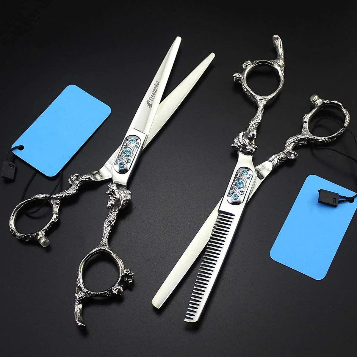 قیچی آرایشگری مو، ست قیچی مو 6.0 اینچی، قیچی مو، قیچی پیتاژ مو نقره ای دست ساز عالی مناسب برای آرایشگر یا استفاده خانگی قیچی آرایشگری حالت دهنده مو