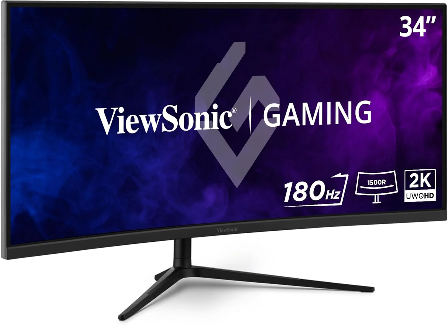 مانیتور 34 اینچی ویوسونیک VX3418-2KPC، UWQHD (UltraWide QHD)، نرخ نوسازی 180 هرتز، زمان پاسخگویی 1 میلی‌ثانیه، FreeSync Premium، پایه قابل تنظیم، HDMI 2.0: 2