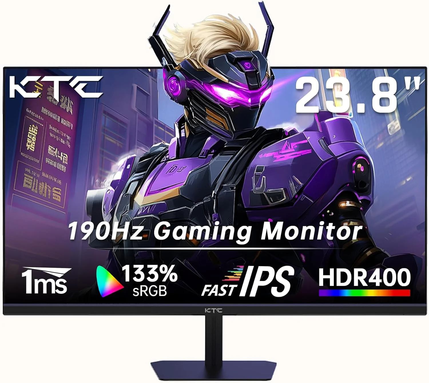 مانیتور گیمینگ 24 اینچ KTC با نرخ بروزرسانی 180 هرتز/190 هرتز، مانیتور کامپیوتر FHD با پنل IPS سریع، HDR400، پوشش 133% sRGB، فیلتر نور آبی، 2 پورت HDMI و 1 پورت DP، سازگار با Freesync و قابلیت نصب روی دیوار، مدل H24F8