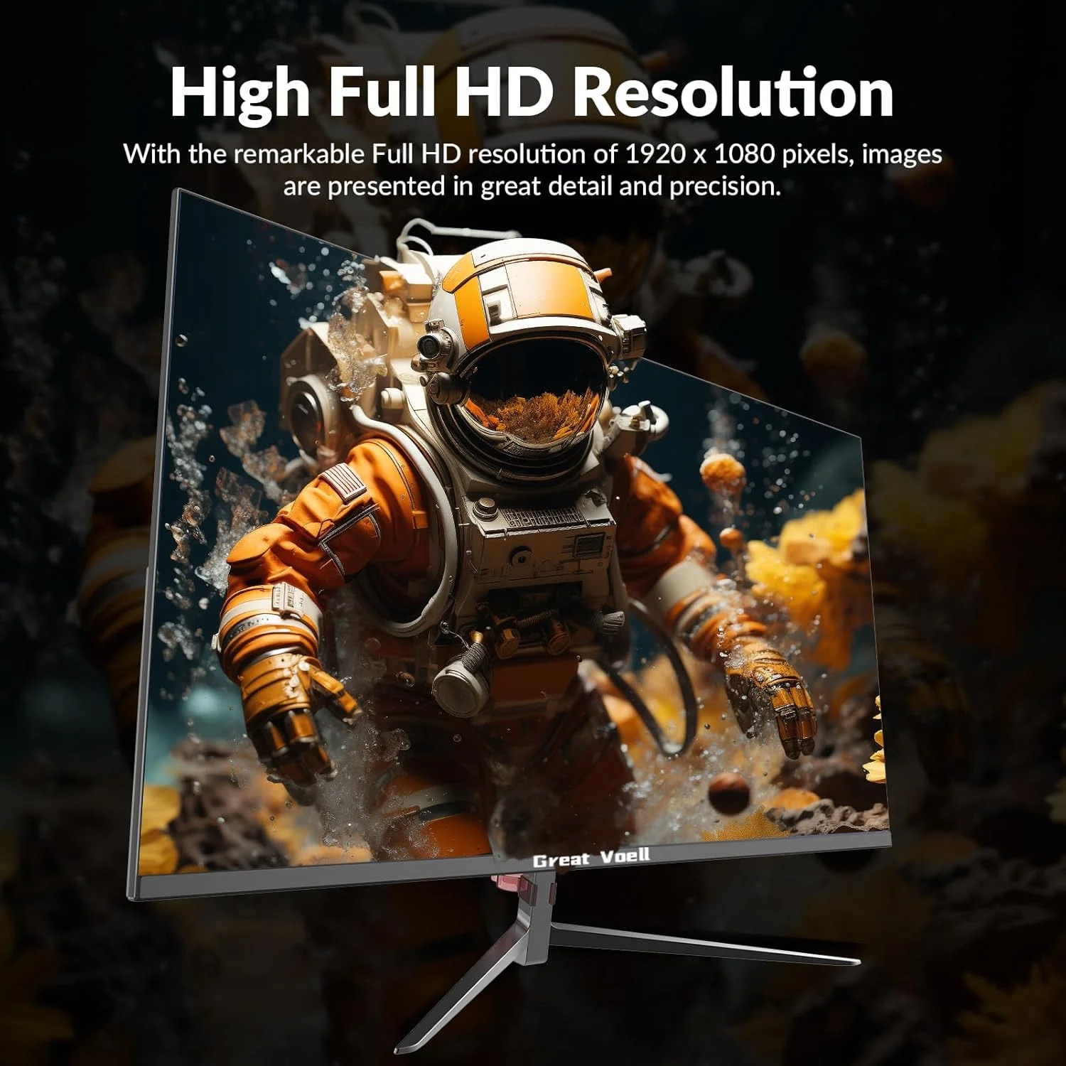 مانیتور گیمینگ 27 اینچی Great voell، 100 هرتز، FHD (1920x1080P)، HDR، پوشش 99% sRGB، FreeSync، بلندگوهای داخلی، نور ضد آبی، قابلیت نصب VESA، HDMI 2.0، قابلیت تنظیم شیب، صفحه نمایش 16:9 PC