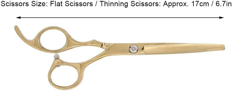 قیچی آرایشگری مو، قیچی مو، ست قیچی آرایشگری تیغ شانه ابزار حالت دهی مو طلایی