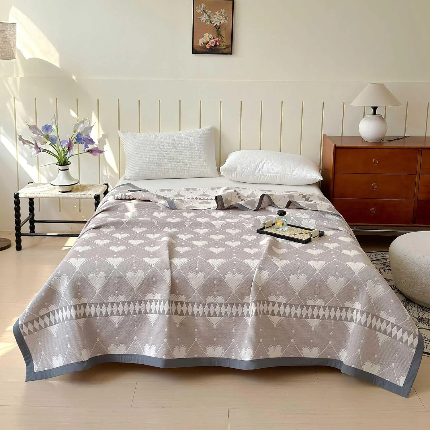 پتوی نخی Xrare، پتوی ژاکارد سه نخ، سایز کینگ، مناسب برای تخت و مبل، 200x230 سانتی متر، رنگ Taupe دوست داشتنی