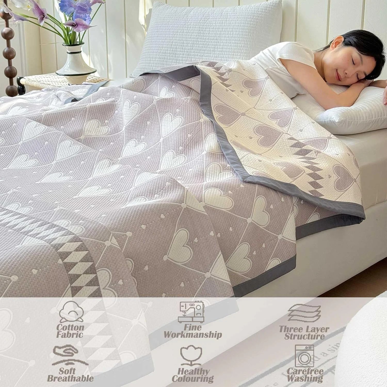 پتوی نخی Xrare، پتوی ژاکارد سه نخ، سایز کینگ، مناسب برای تخت و مبل، 200x230 سانتی متر، رنگ Taupe دوست داشتنی