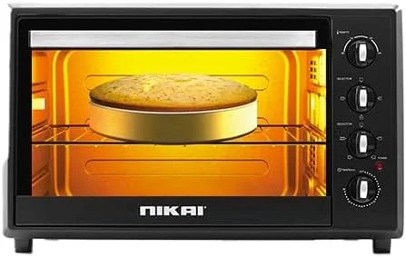 آون برقی نیکای 120 لیتری با شیشه دوجداره، آون توستر چندکاره با فن کانوکشن و جوجه گردان، عملکرد گرم نگهدارنده برای تست کردن/پخت/بریان کردن، مدل Nt1201Rcax، مشکی